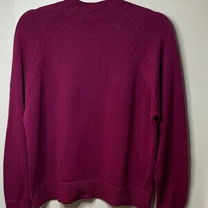 Quince 100% Organic Cotton Mock Neck Crew Sweater in Berry Color Size S